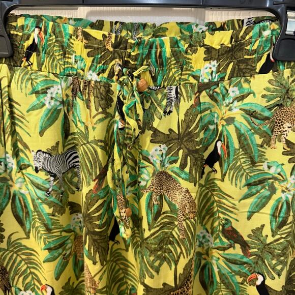 Jane + Delancey safari jungle animal palm print pull on trouser lounge pants Lg - Picture 2 of 9